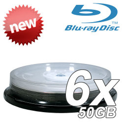 6X White Inkjet Hub Printable Double Layer Write Once 50GB Blu-Ray Blank Disc