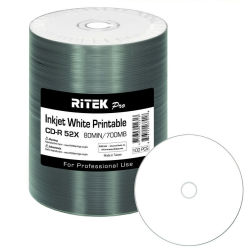 Pro White Inkjet Hub Printable 52X CD-R Blank Media Disc