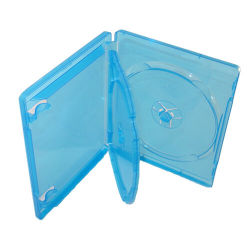 12mm Clear Blue 3 Discs Blu-Ray DVD Case with 1 Tray
