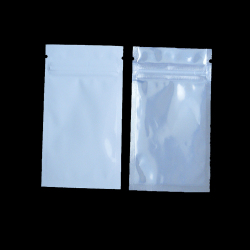 Half Ounce / 14 Gram White Barrier Bags With Clear Front, White Back, Silver Metalized Interior