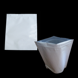 Eight Ounces (1/2 LB) White Barrier Bags All White With Silver Metalized Interior