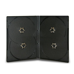 14mm Standard Black CD/DVD Case (4 Disc - 2 Disc each side)