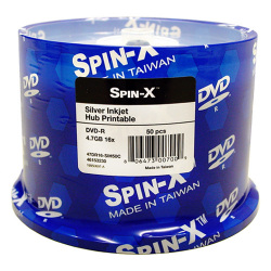 Silver Inkjet Hub Printable 16X DVD-R Media in Cake Box