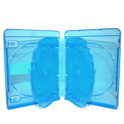 22mm Clear Blue 4 Discs Blu-Ray DVD Case with 1 Tray and Licensed Blu-Ray Logo